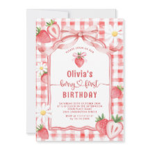 Trendy Watercolor Strawberry Baby First Birthday
