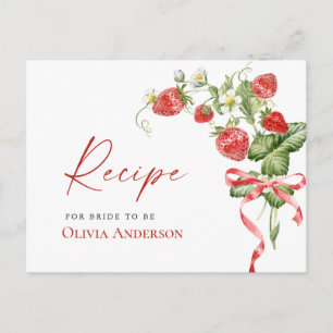 Trendy Watercolor Strawberry Bridal Recipe Card