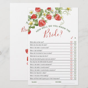 Trendy Watercolor Strawberry Bridal Shower Game