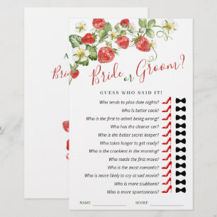 Trendy Watercolor Strawberry Bridal Shower Game