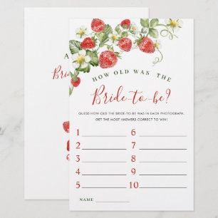 Trendy Watercolor Strawberry Bridal Shower Game