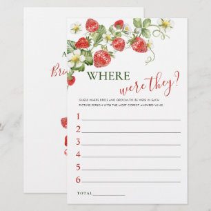 Trendy Watercolor Strawberry Bridal Shower Game