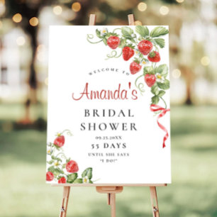 Trendy Watercolor Strawberry Bridal Shower WELCOME Foam Board