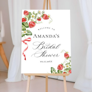 Trendy Watercolor Strawberry Bridal Shower WELCOME Foam Board