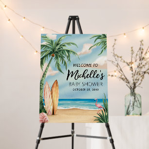 Trendy Watercolor surf Baby Shower Welcome Sign