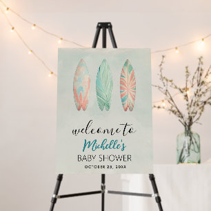Trendy Watercolor surf Baby Shower Welcome Sign