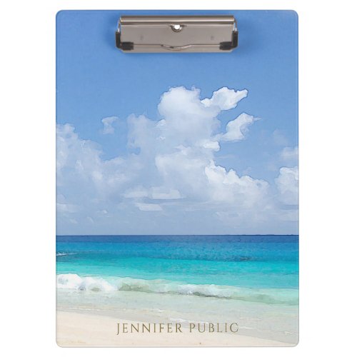 Trendy Watercolor Template Nature Seascape Waves Clipboard