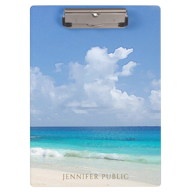 Trendy Watercolor Template Nature Seascape Waves Clipboard (Front)