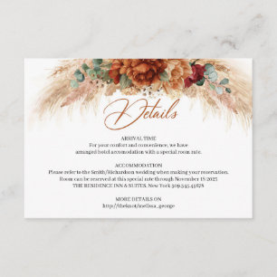 Trendy watercolor terracotta flowers pampas grass enclosure card