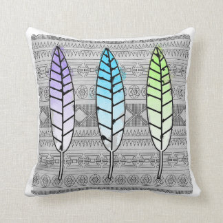 Trendy Watercolor Tribal Feather Pillow