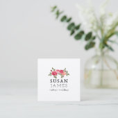 Trendy Watercolor Vintage Roses Floral Simples Square Business Card (Standing Front)