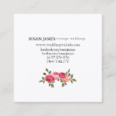 Trendy Watercolor Vintage Roses Floral Simples Square Business Card (Back)