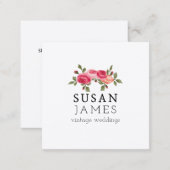Trendy Watercolor Vintage Roses Floral Simples Square Business Card (Front/Back)