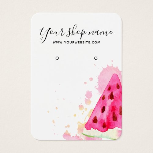 Trendy watercolor watermelon earring display card