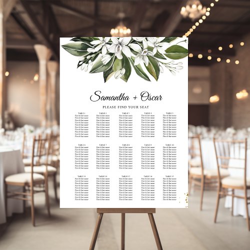 Trendy Watercolor White Flowers  Leaves Foam Board