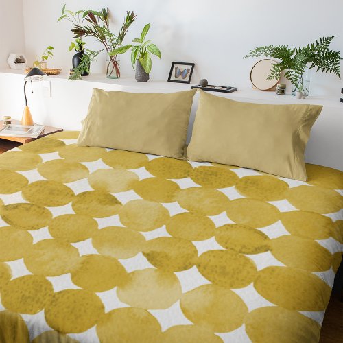 Trendy watercolor yellow dots pattern duvet cover