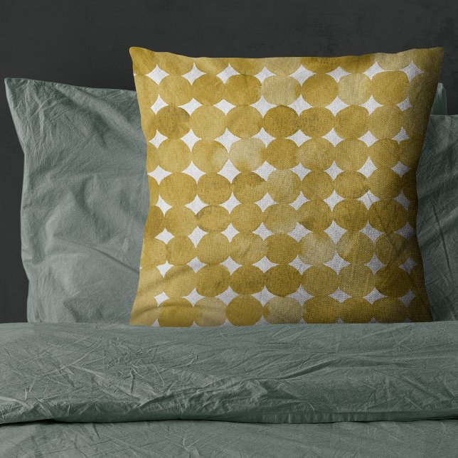 Trendy watercolor yellow dots pattern throw pillow (Creator Uploaded)