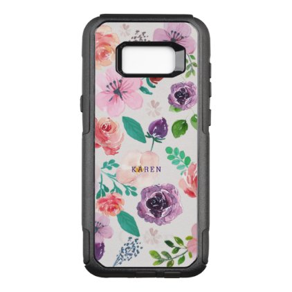Trendy Watercolors Flowers Pattern OtterBox Commuter Samsung Galaxy S8+ Case