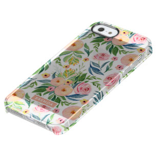 Trendy watercolors peonies flowers pattern clear iPhone SE/5/5s case
