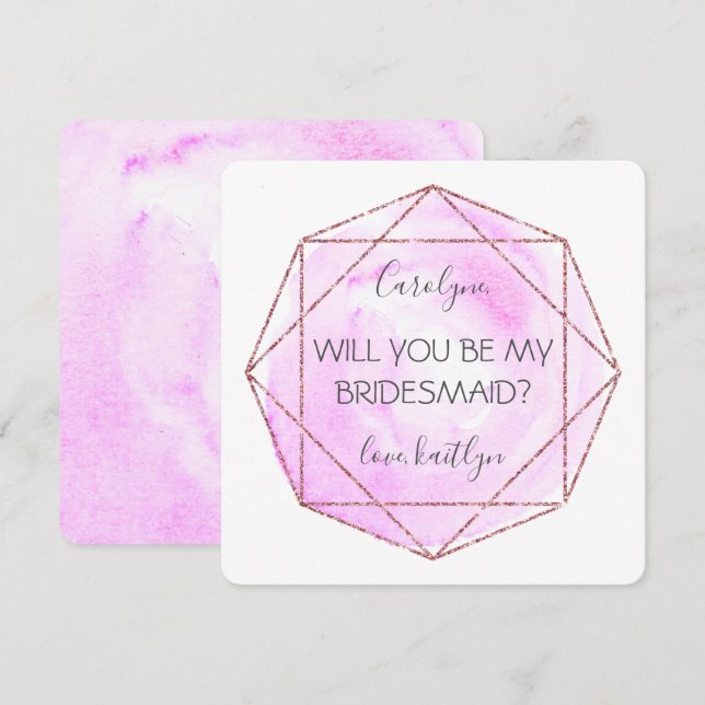 Trendy Waterecolor Diamond | Be My Bridesmaid Invitation (Front/Back)