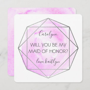 Trendy Waterecolor Diamond Be My Maid Of Honor Invitation