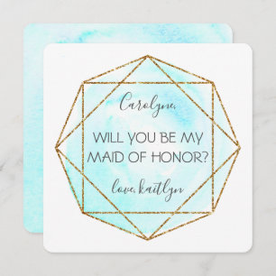 Trendy Waterecolor Diamond Be My Maid Of Honor Invitation