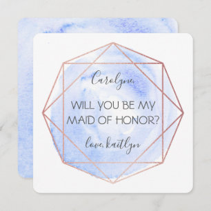 Trendy Waterecolor Diamond Be My Maid Of Honor Invitation