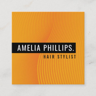 TRENDY WAVE modern curved lines bright orange Square Business Card