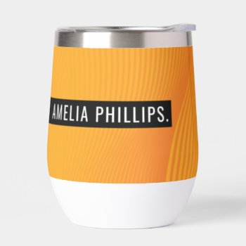 Trendy Wave Modern Curved Lines Bright Orange Thermal Wine Tumbler by edgeplus at Zazzle