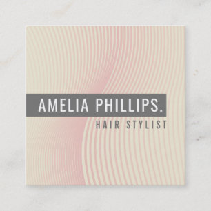 TRENDY WAVE modern curved lines ivory pale pink Square Business Card