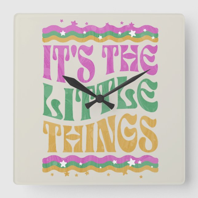 Trendy Wavy Text Inspirational Affirmation Boho Square Wall Clock (Front)