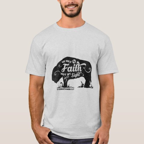 Trendy We Walk By Faith Ash T_shirt