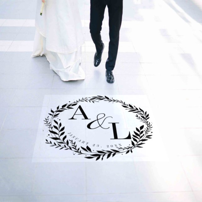Trendy Wedding Floral Laurel Floor Decals (Wedding)