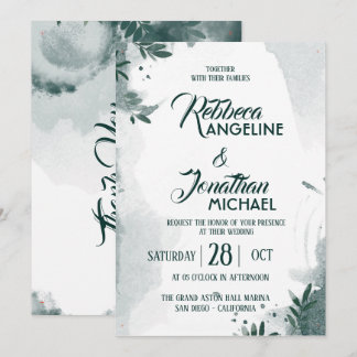 Trendy Wedding Invite Geometric Greenery
