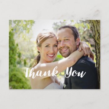 Trendy Wedding Photo Thank You Horizontal Postcard by HeartSongNotes at Zazzle