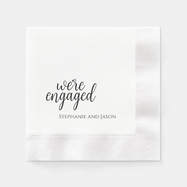 Trendy We're Engaged Paper Napkin (Front)