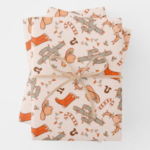 Trendy Western Cowboy Aesthetic Christmas Pattern Wrapping Paper Sheets