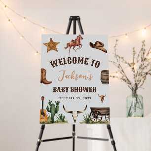 Trendy Western Cowboy Baby Shower Welcome Sign
