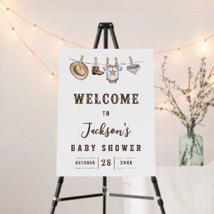 Trendy Western Cowboy Baby Shower Welcome Sign