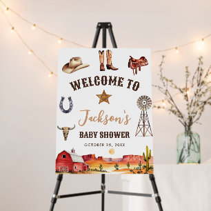 Trendy Western Cowboy Baby Shower Welcome Sign