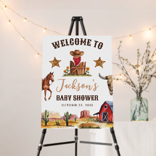 Trendy Western Cowboy Baby Shower Welcome Sign
