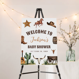 Trendy Western Cowboy Baby Shower Welcome Sign