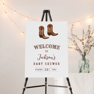 Trendy Western Cowboy Baby Shower Welcome Sign