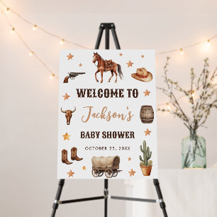 Trendy Western Cowboy Baby Shower Welcome Sign