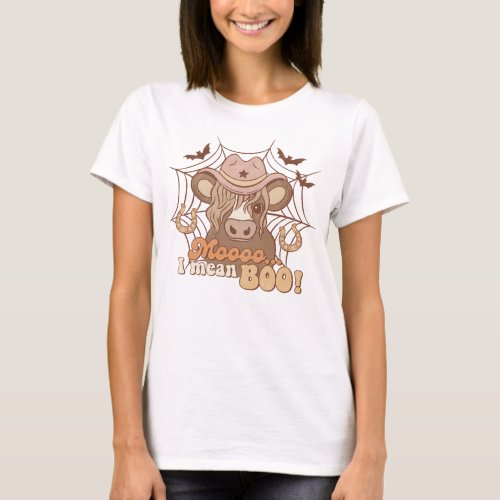 Trendy Western Funny Cow Moo Boo Halloween T_Shirt