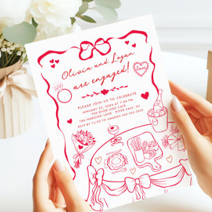 Trendy Whimsical Engagement Party Invitation