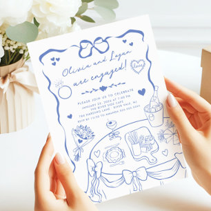 Trendy Whimsical Engagement Party Invitation