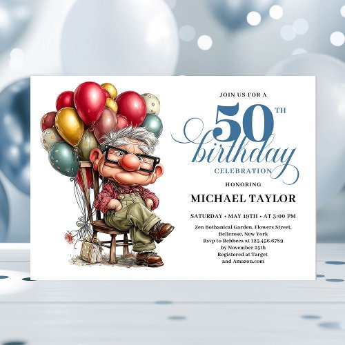 Trendy Whimsical Man 50th Birthday Funny Humor  