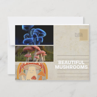 trendy whimsical mushroom poster card