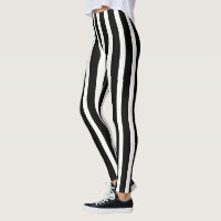 Trendy White And Black Vertical Stripes Leggings